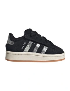 Campus 00S Sequin Metallic Infant Sneakers in Black/White