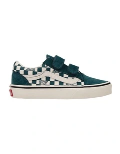 Old Skool V Check Youth Sneakers In Green