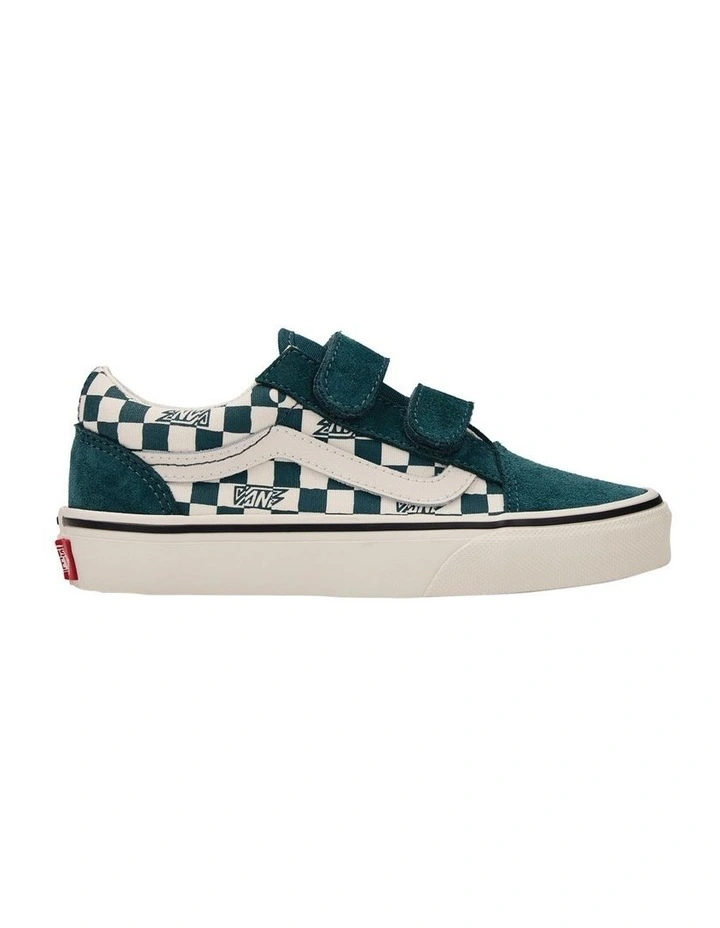 Old Skool V Check Youth Sneakers In Green image 1