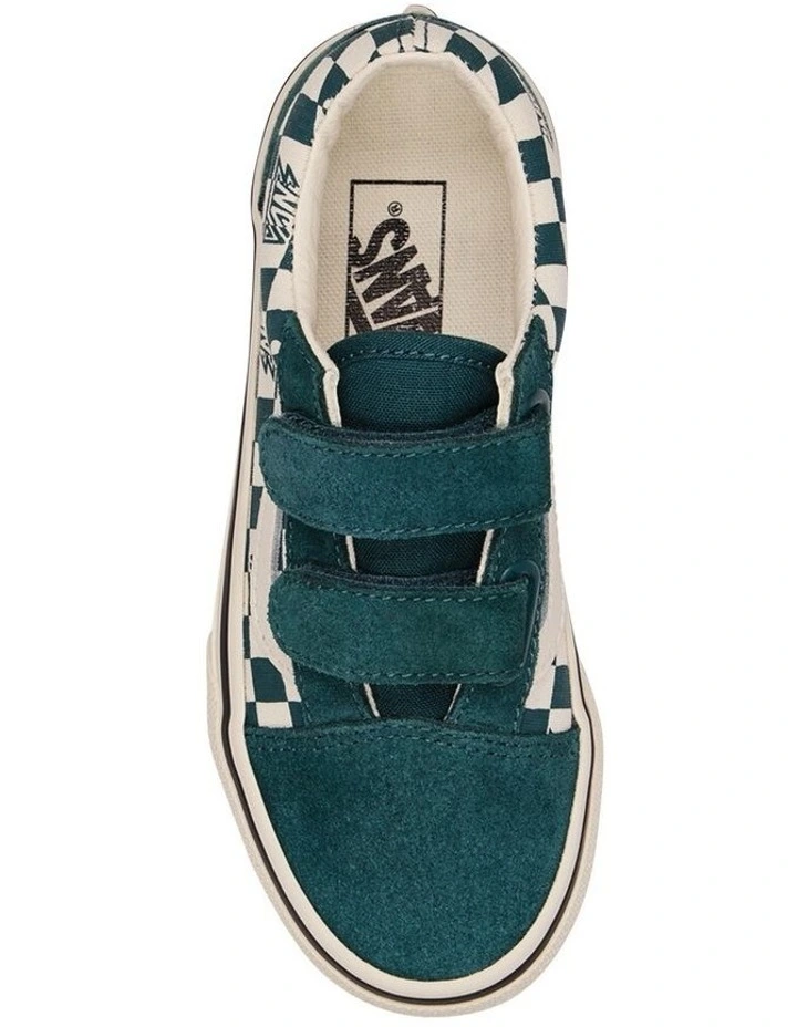 Old Skool V Check Youth Sneakers In Green image 2