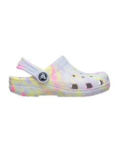Classic Marbled Clog Youth Beach Sandals In Lt Blue
