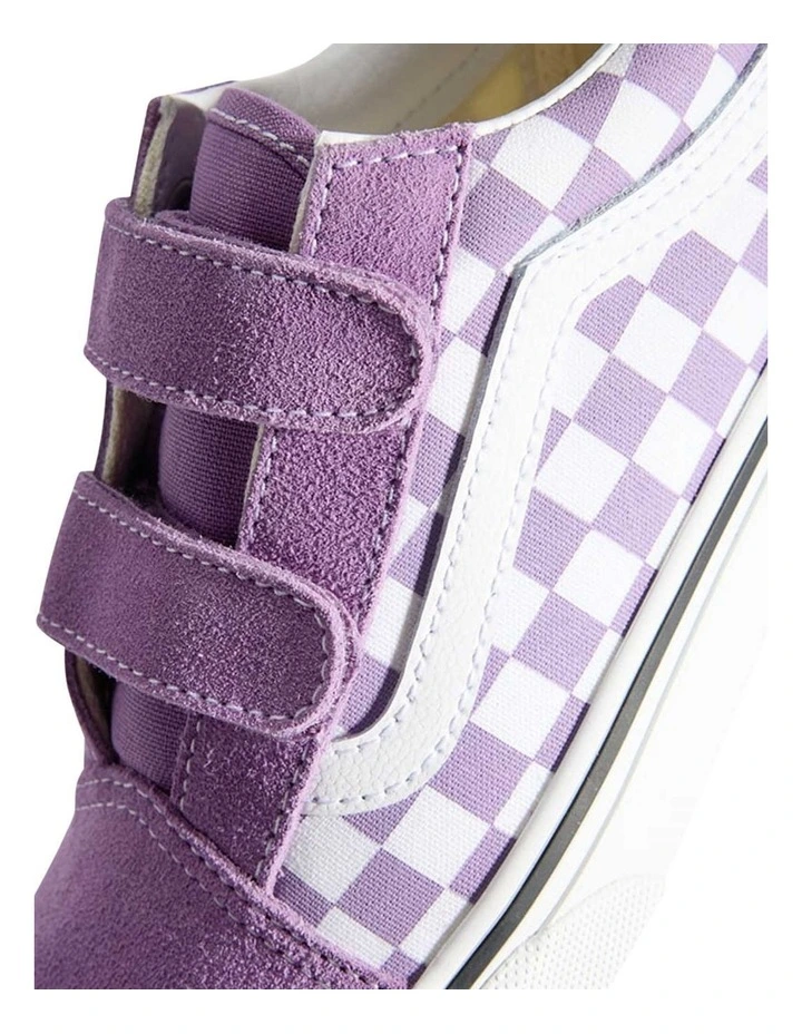 Old Skool V Check Youth Sneakers In Purple image 3