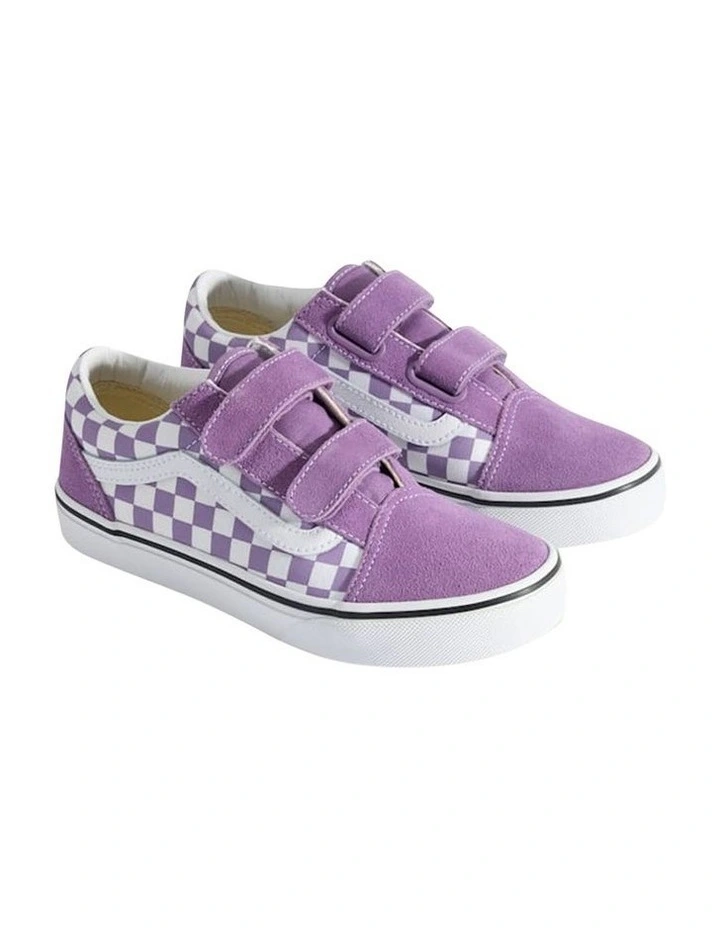 Old Skool V Check Youth Sneakers In Purple image 4