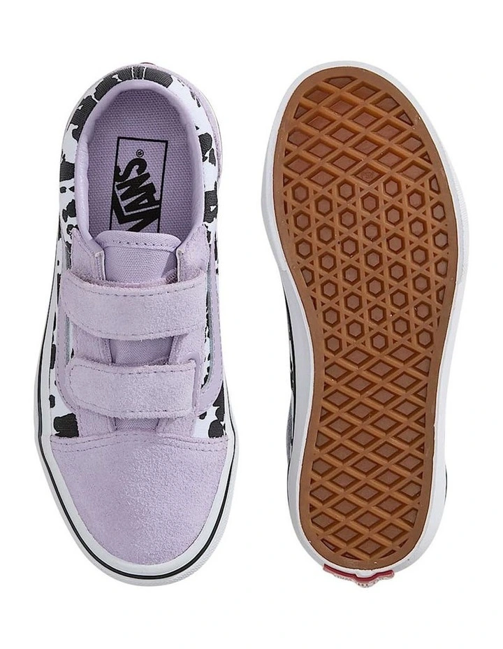 Old Skool V Cow Print Youth Sneakers In Lt Purple image 2