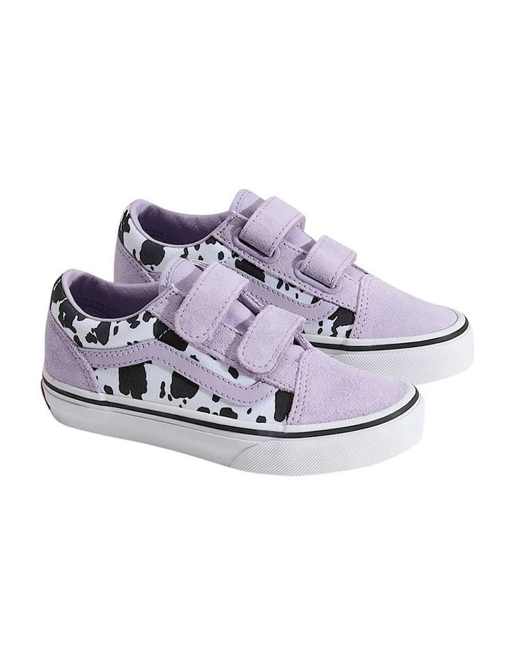 Old Skool V Cow Print Youth Sneakers In Lt Purple image 4