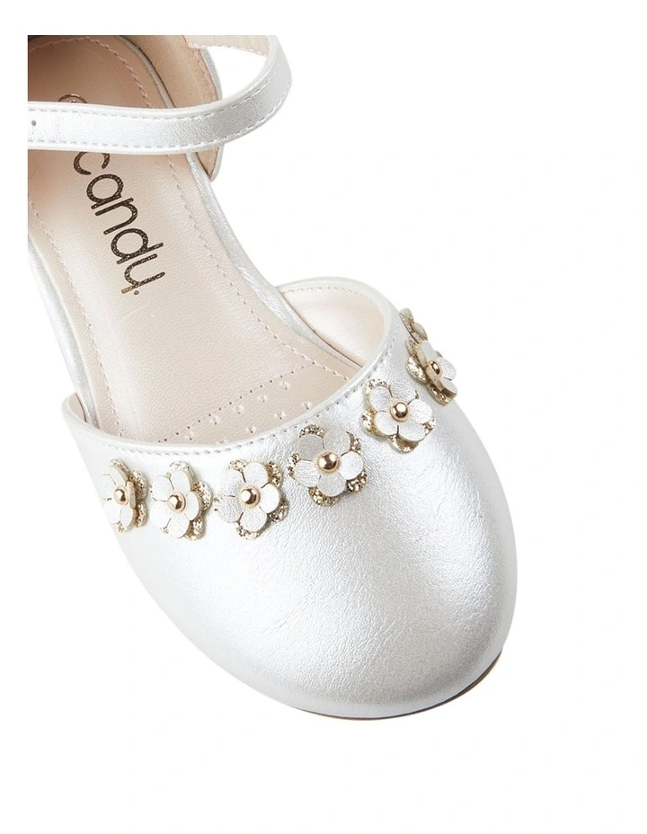 Collette Flower Shoes in Silver image 4
