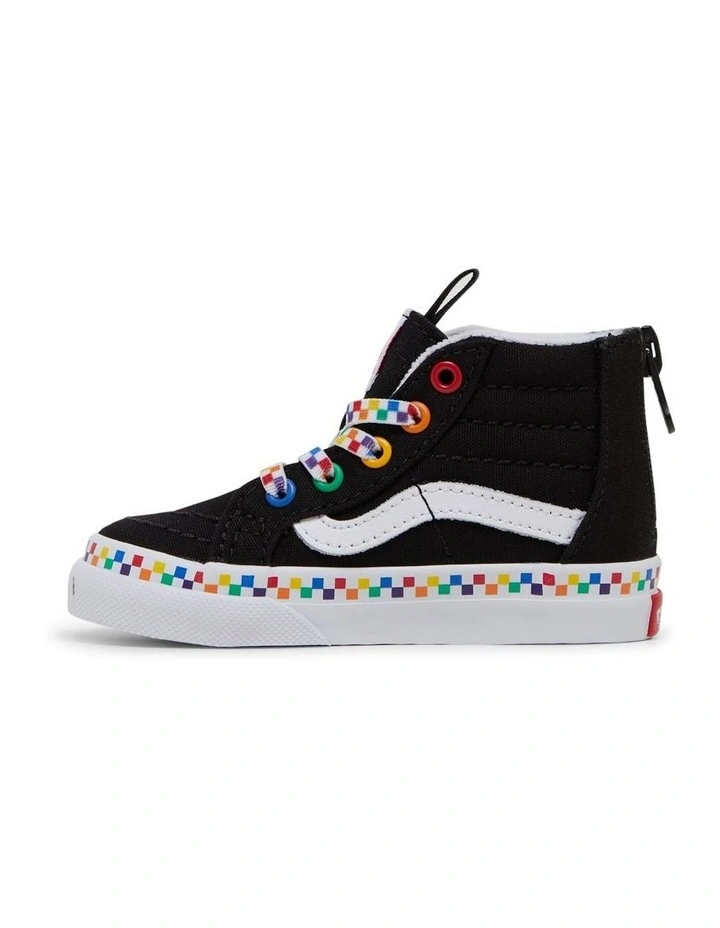 Vans Sk8-Hi Zip Rainbow Check Infant Sneakers in Black MYER