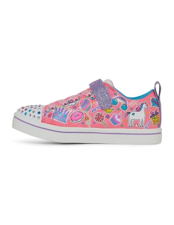 Twinkle Toes Sparkle Unicorn Party Youth Sneakers in Hot Pink image 2
