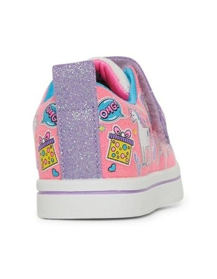Twinkle Toes Sparkle Unicorn Party Youth Sneakers in Hot Pink image 3