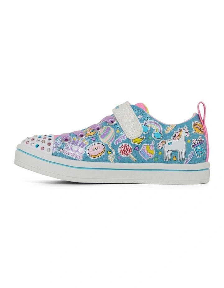 Twinkle Toes Sparkle Unicorn Party Youth Sneakers in Turquoise Multi image 2