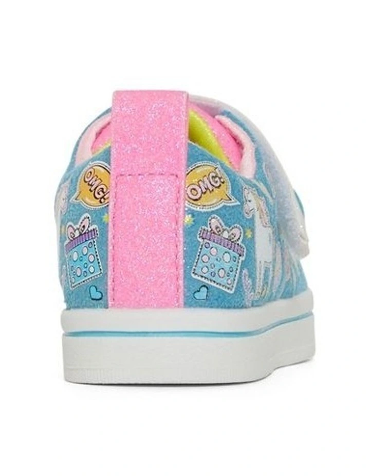 Twinkle Toes Sparkle Unicorn Party Youth Sneakers in Turquoise Multi image 3