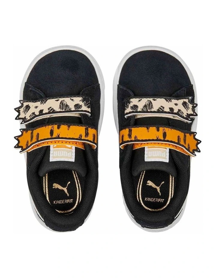 Suede Puma Mates Self-Fastening Infant Sneakers in Black image 4