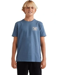 Double Spread Short Sleeve T-shirt in Steel Blue