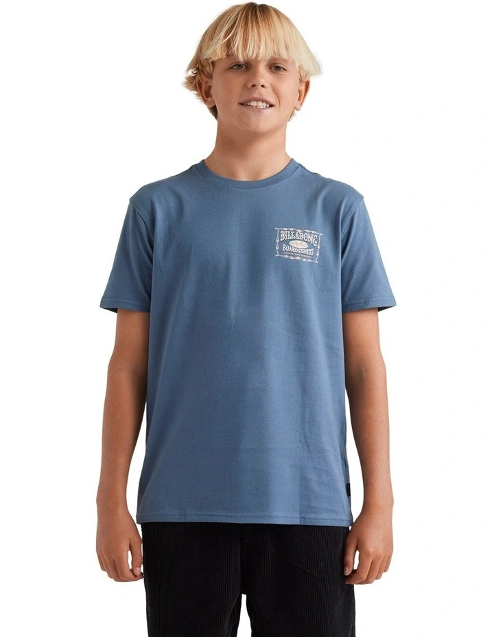Double Spread Short Sleeve T-shirt in Steel Blue image 1