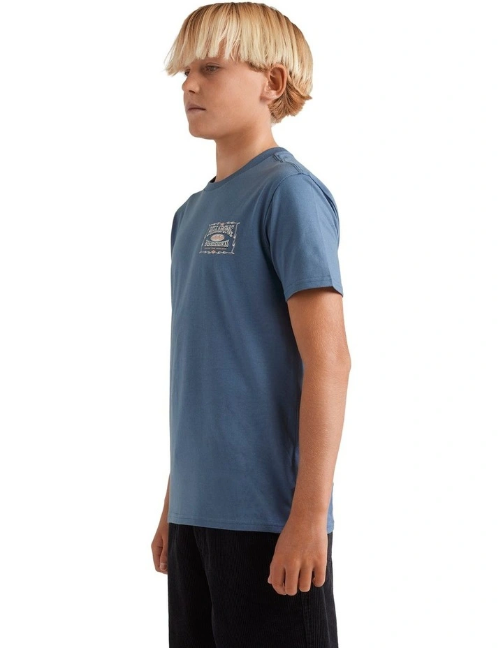 Double Spread Short Sleeve T-shirt in Steel Blue image 3