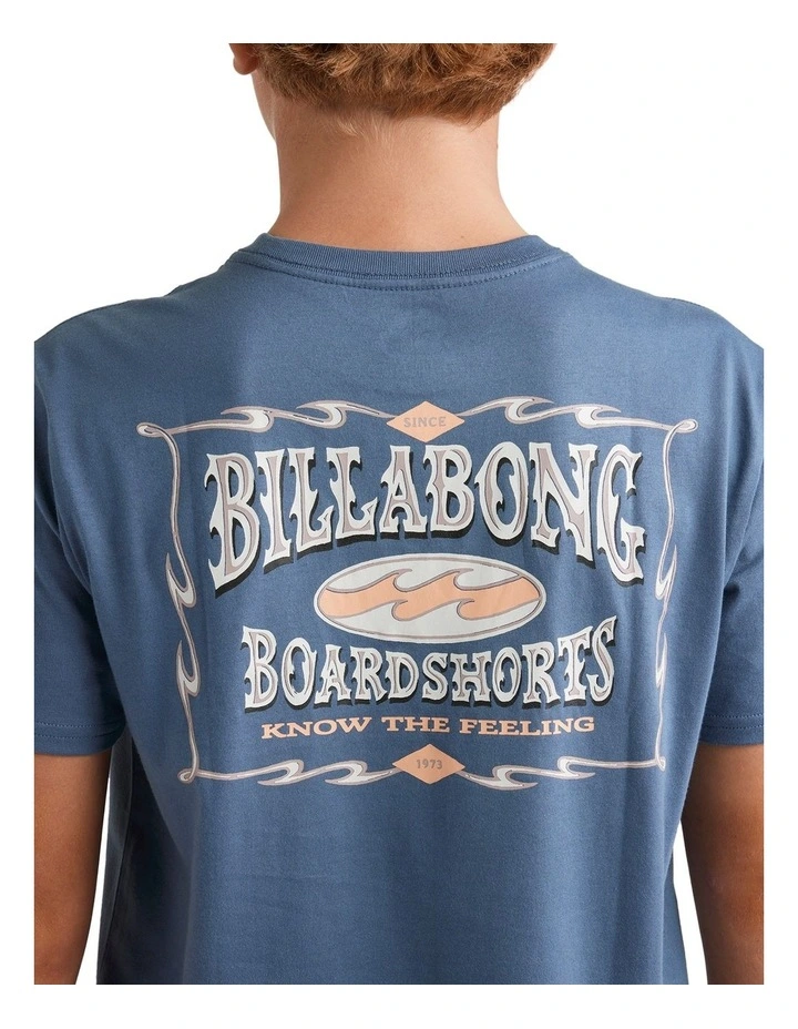 Double Spread Short Sleeve T-shirt in Steel Blue image 4