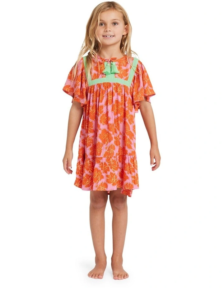 Happy Hibiscus Ruffle Top Mini Dress in Party Pink image 1