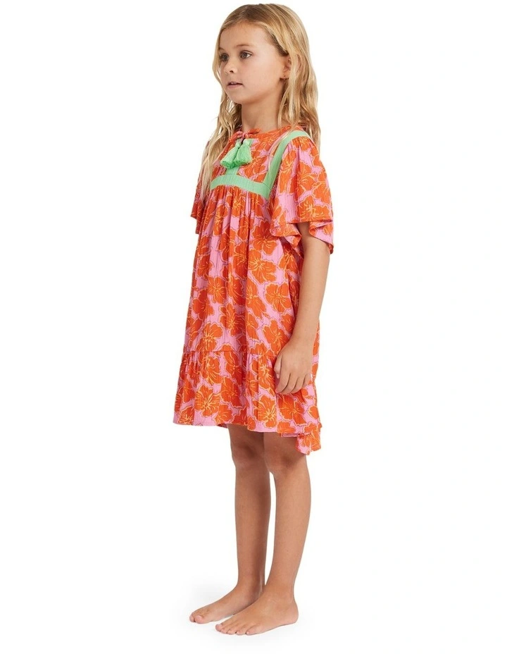 Happy Hibiscus Ruffle Top Mini Dress in Party Pink image 3