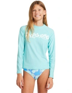 Heat Wave Long Sleeve Rash Vest in Sea Mist