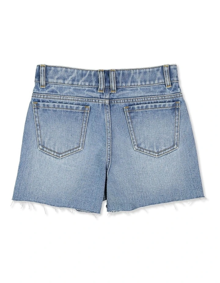 Miley Denim Shorts in Faded Indigo Fray image 2