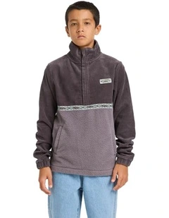 Space Lobs Mock Neck Fleece Top in Washed Black