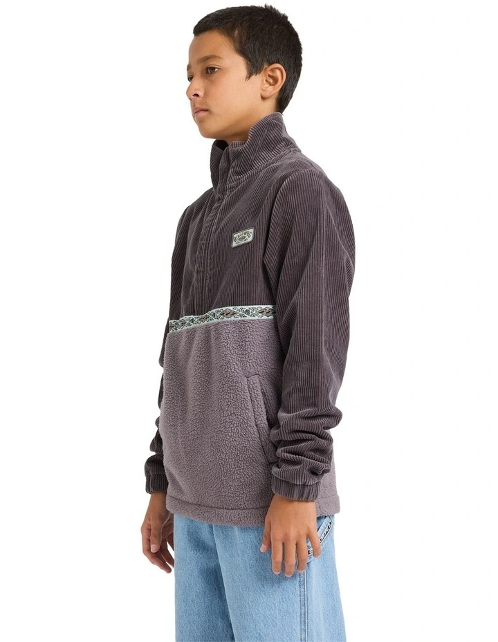 Space Lobs Mock Neck Fleece Top in Washed Black image 3