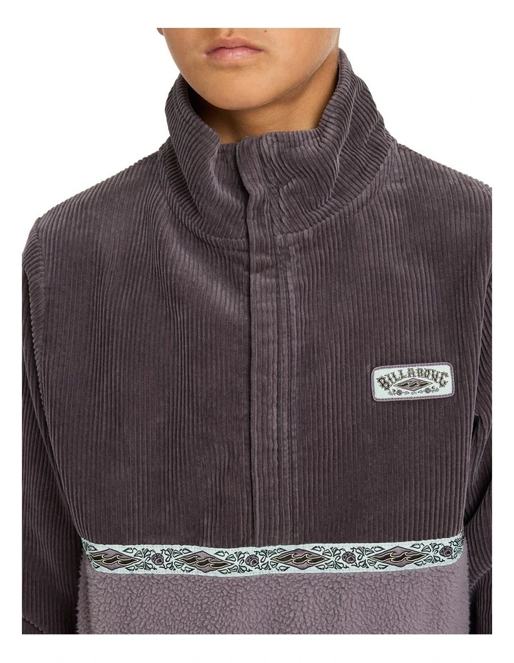 Space Lobs Mock Neck Fleece Top in Washed Black image 4