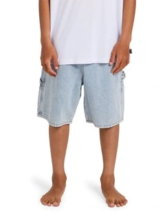 Boys 8-16 Bad Dog 21 Walkshorts In Washed Indigo