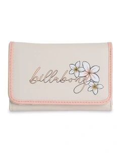 Girls Hibiscus Haze Tri Fold Wallet in Salt Crystal