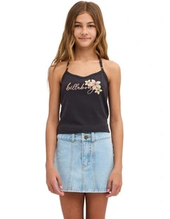 Girls 6-16 Bloom Crush Halter Neck Top Off in Black