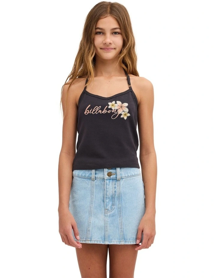 Girls 6-16 Bloom Crush Halter Neck Top Off in Black image 1
