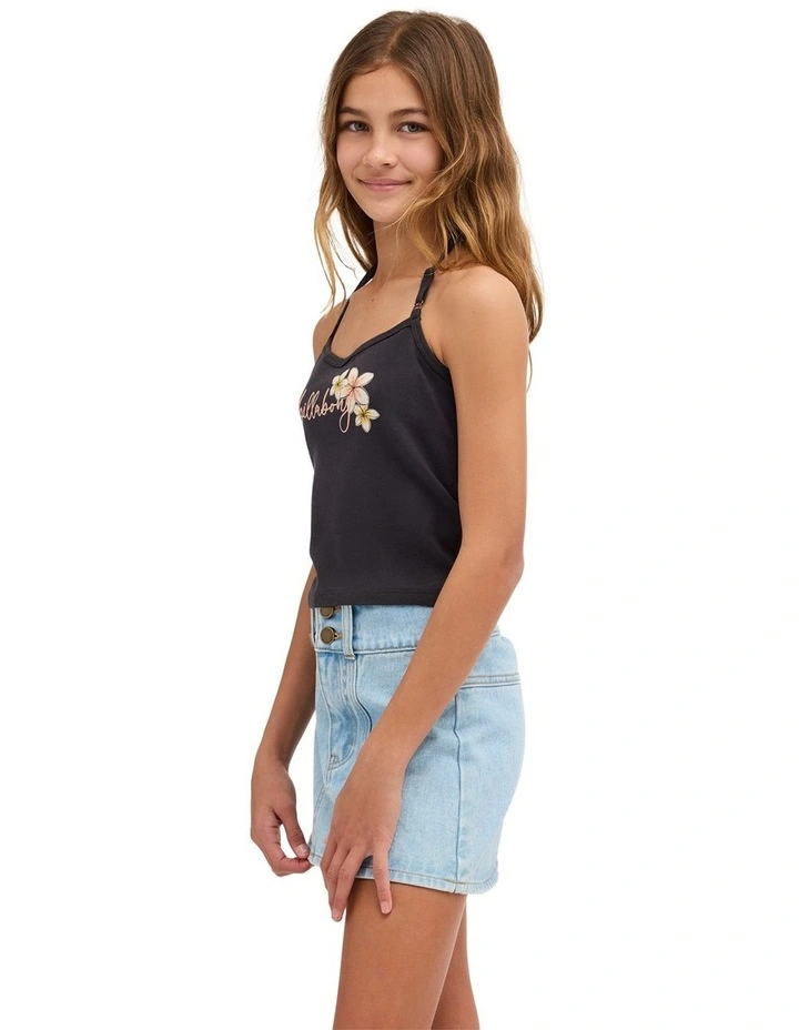 Girls 6-16 Bloom Crush Halter Neck Top Off in Black image 3