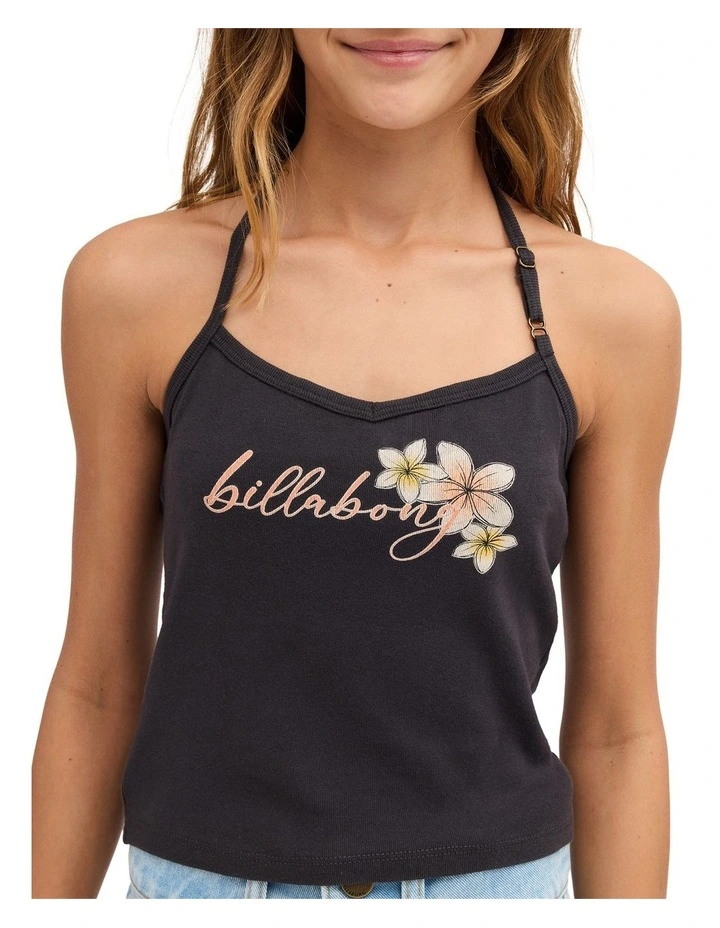 Girls 6-16 Bloom Crush Halter Neck Top Off in Black image 4