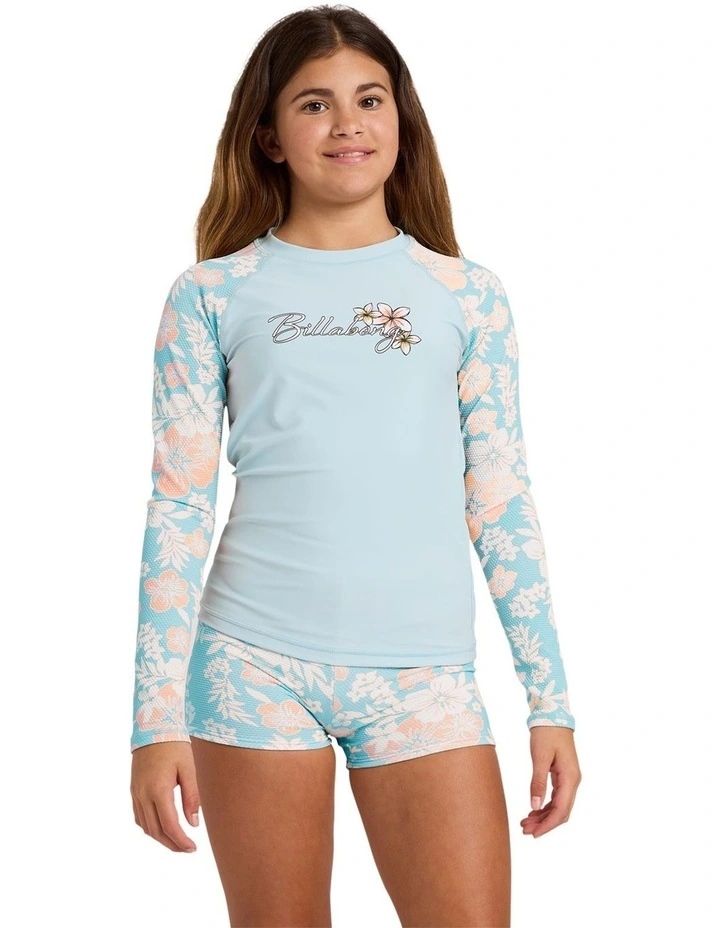Girls 6-16 Hibiscus Haze Two Piece Swimsuit in Aqua Haze image 1