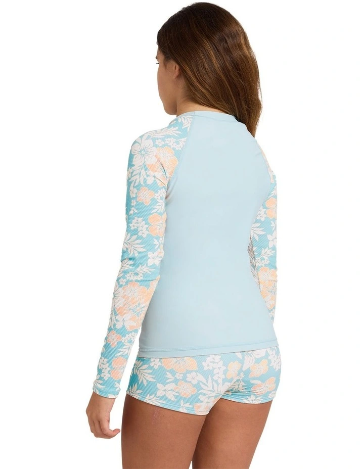 Girls 6-16 Hibiscus Haze Two Piece Swimsuit in Aqua Haze image 2