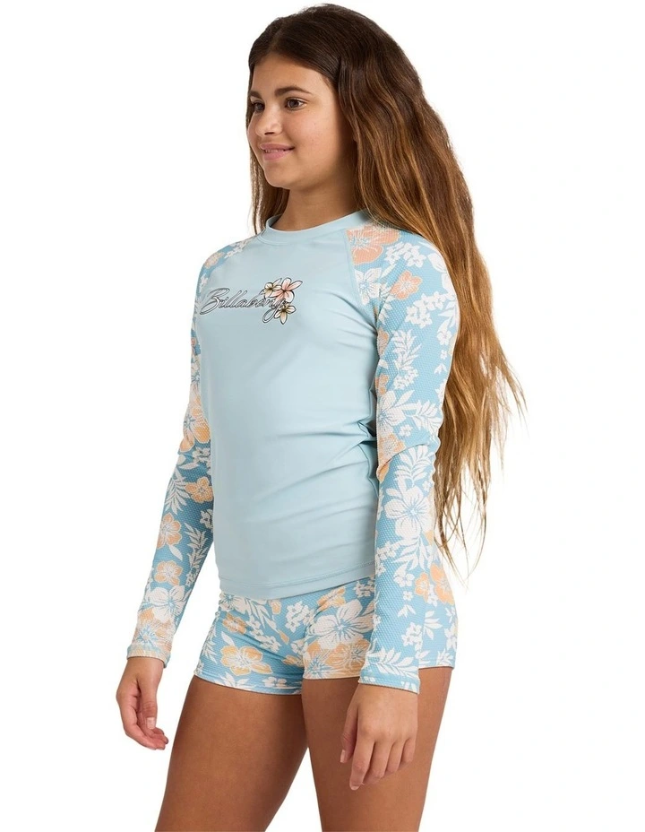 Girls 6-16 Hibiscus Haze Two Piece Swimsuit in Aqua Haze image 3