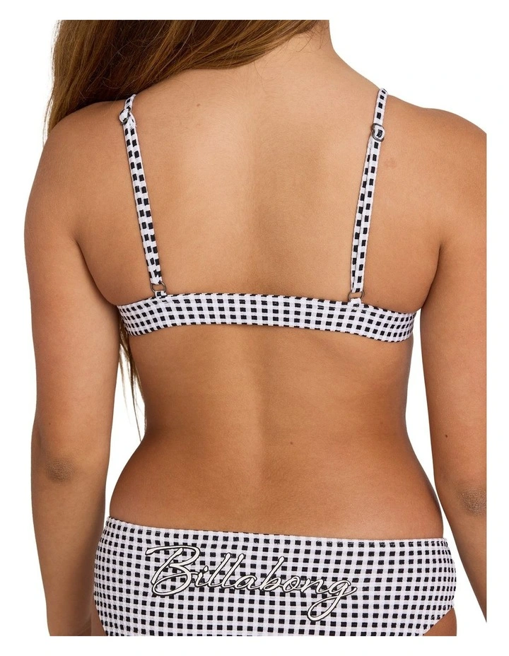 Girls 6-16 Gingham Crush Tri Two Piece Swimsuit in Black in White image 4