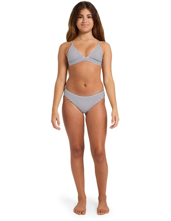 Girls 6-16 Gingham Crush Tri Two Piece Swimsuit in Black in White image 5