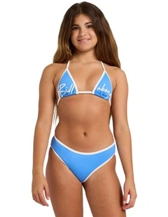 Girls 6-16 Breaker Squad Slide Tri Two Piece Swimsuit Tidal in Blue