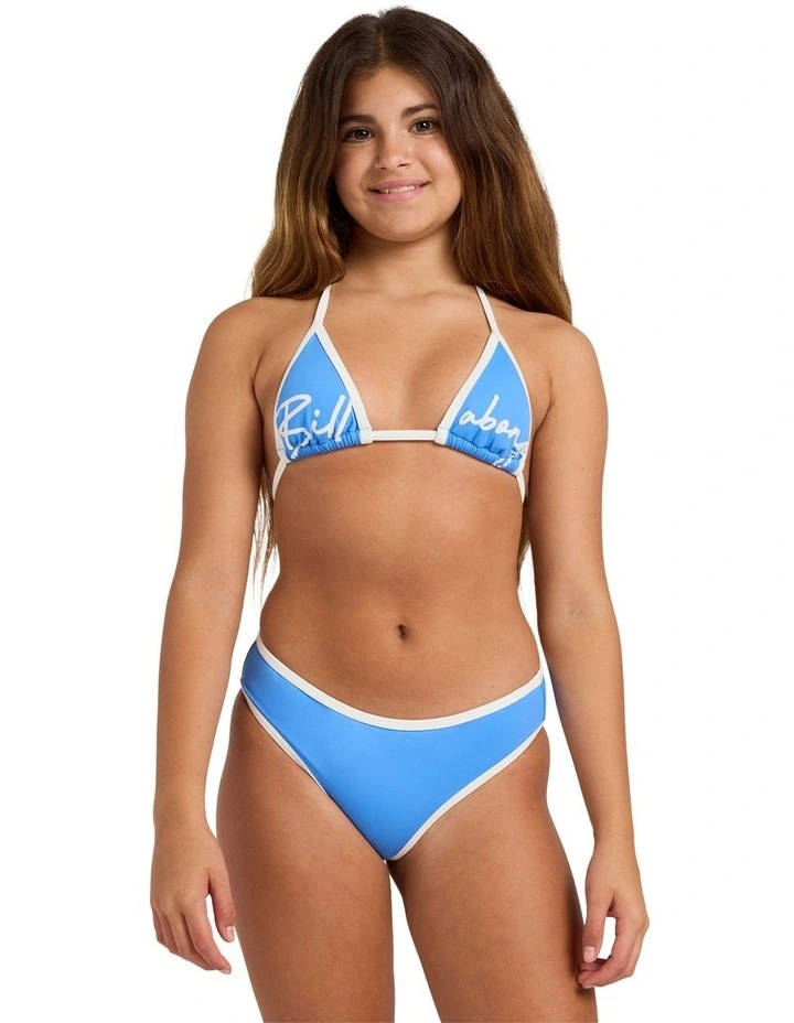 Girls 6-16 Breaker Squad Slide Tri Two Piece Swimsuit Tidal in Blue image 1