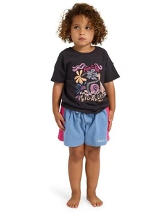 Girls 0-5 Aloha Club Olly Elastic Waist Shorts in Blue Horizon