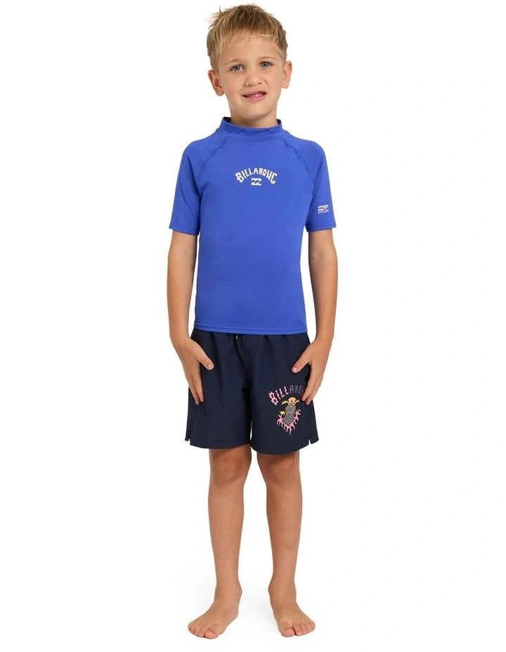 Boys 2-7 Groms All Day Arch Short Sleeve Rash Vest Cobalt image 1
