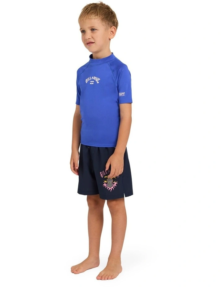 Boys 2-7 Groms All Day Arch Short Sleeve Rash Vest Cobalt image 3