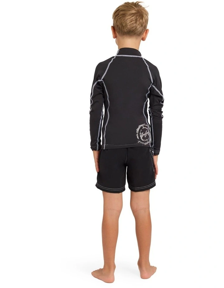 Boys 2-7 Groms Spec 73 Long Sleeve Rash Vest Washed in Black image 2