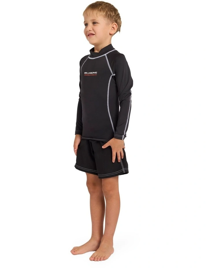 Boys 2-7 Groms Spec 73 Long Sleeve Rash Vest Washed in Black image 3