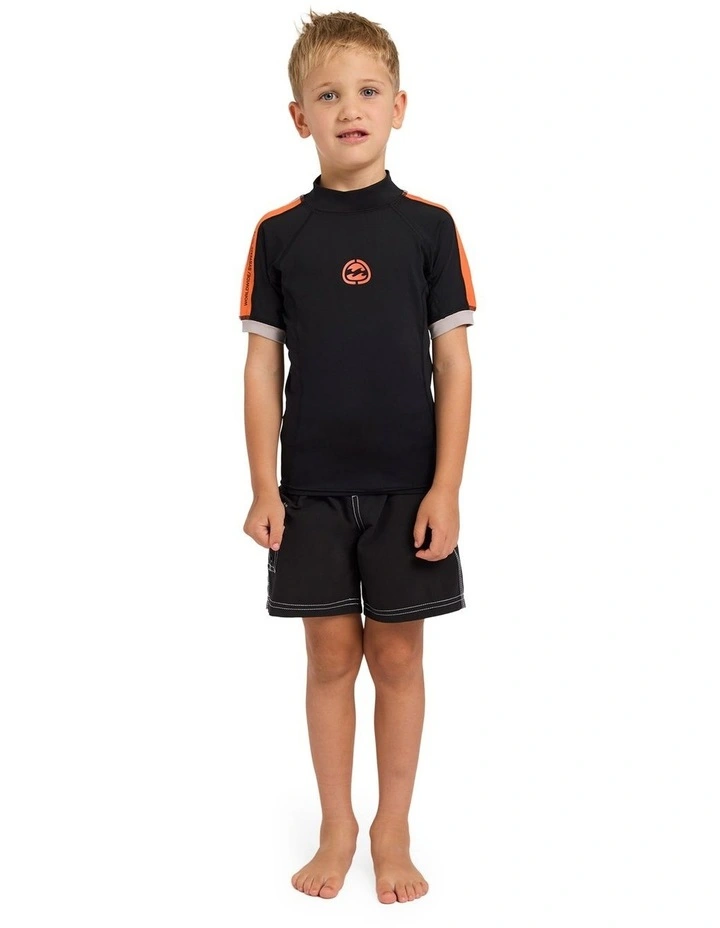 Boys 2-7 Groms Spec 73 Short Sleeve Rash Vest in Black image 1