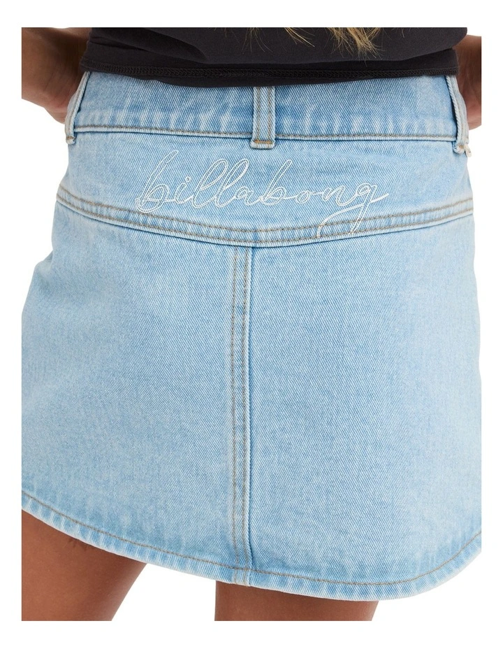 Girls 6-16 Sunset Drift Denim Skirt in Waterdrop Blue image 4