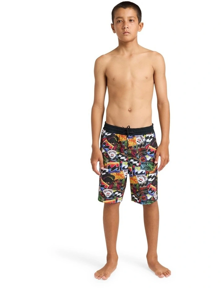 Boys 8-16 Sticker Pack Layback 18 Inch Boardshorts In Multi image 5