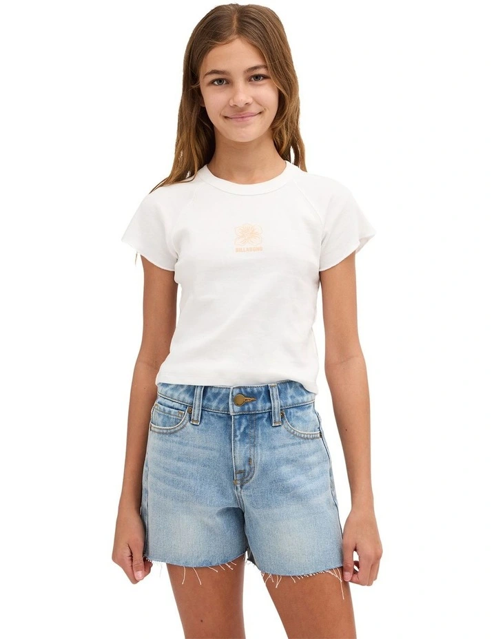 Girls 8-16 Miley 3 pocket Denim Walkshorts In Faded Indigo Fray image 1