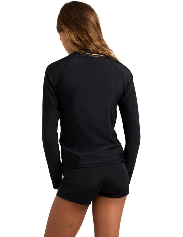 Girls 8-16 Saltwater Soul Long Sleeve Rashguard In Black Pebble image 2